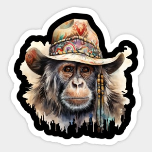 Watercolor Boho Monkey #1 Sticker